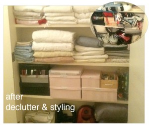 A decluttered and organised Linen Cupboard