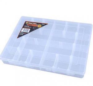 Keep bits and pieces in your garage organised with these containers with compartments
