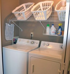 Over head baskets to organise your laundry